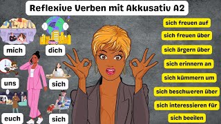 Reflexive Verben mit Akkusativ A2 German Reflexive Verbs with Prepositions and Example Sentences A2 [upl. by Mata]