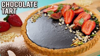 Chocolate Tart  How To Make Eggless Chocolate Tart  Easy Dessert Recipe  No Bake Dessert  Ruchi [upl. by Htrag]