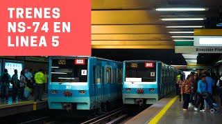 Metro de Santiago  Compilación de trenes Alsthom NS74 en Linea 5 Septiembre 2019 [upl. by Dorman]