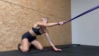 kneeling lat and post shoulder stretch with resistance band [upl. by Edyth]