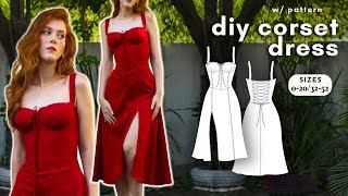 DIY COTTAGE CORE CORSET DRESS  full sewing tutorial w pattern l Juliana Corset Dress [upl. by Sirac977]