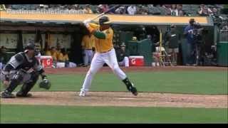 Yoenis Cespedes Hitting Slow Motion Home Run  Oakland As Baseball Swing MLB CUBA [upl. by Atal]