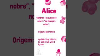 Significado dos Nomes Alice [upl. by Pfeffer]