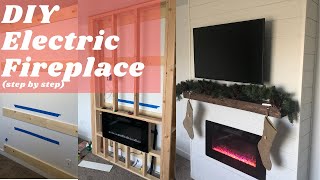 DIY Electric Fireplace Wall Step By Step  Shiplap [upl. by Etteyafal46]