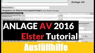 Anlage AV Elster  Elster Tutoria l Steuererklärung selber machen [upl. by Wood590]