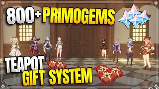 Free 800 Primogems Up to 1280  Teapot Gift System Guide 【Genshin Impact】 [upl. by Nedyah]