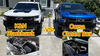 Silverado ZR2 KampN Blackhawk Intake VS Corsa Closed Box [upl. by Brian]