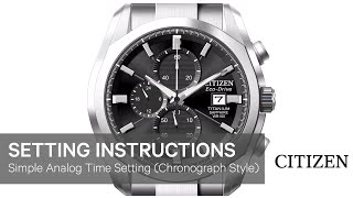 Citizen Watch Setting Instructions — Simple Analog Time Setting Chronograph Style [upl. by Harvey925]