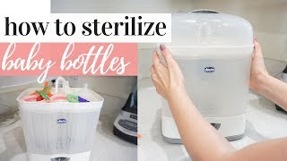 HOW TO STERILIZE BABY BOTTLES  CHICCO NATURALFIT 3IN1 MODULAR STERILIZER  BABY ESSENTIALS [upl. by Krutz]