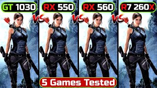 Rx 550 vs GT 1030 vs Rx 560 vs R7 260x  GPUs War [upl. by Kamila51]