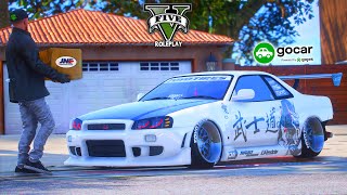 JADI TAXI NARIK PENUMPANG PAKE SKYLINE R34 TWIN TURBO DI GTA 5 ROLEPLAY [upl. by Lory]