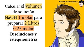 𝐃𝐈𝐒𝐎𝐋𝐔𝐂𝐈𝐎𝐍𝐄𝐒 𝐪𝐮í𝐦𝐢𝐜𝐚𝐬 Volumen de solución NaOH 1 molar se debe tomar para preparar 2 L 025 molar [upl. by Ailen]