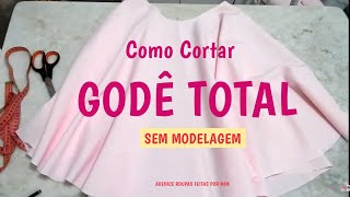 como cortar SAIA GODÊ TOTAL DIRETO NO TECIDO sem modelagem [upl. by Bomke]