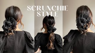 3 EASY amp SIMPLE OVERSIZED SCRUNCHIE HAIRSTYLES [upl. by Grondin170]