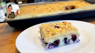 Streusel Blechkuchen mit Heidelbeeren  Streuselkuchen vom Blech  Blaubeerkuchen [upl. by Hortensa]