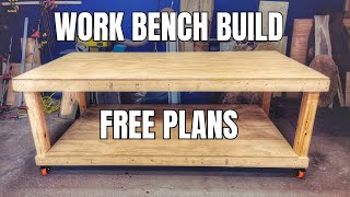 How to Build a Big Mobile Workbench  FREE BUILD PLANS  DIY Workbench [upl. by Shayn]