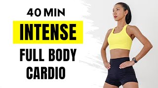 40 min FULL BODY INTENSE CARDIO WORKOUT at home  No Jumping No Repeat No Equipment [upl. by Kazue]