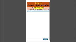 Class 10  HCF using Euclids division algorithm  Chapter 1 REAL NUMBERS shorts class10maths [upl. by Nikkie]