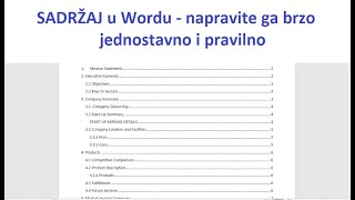 Sadržaj u wordu  napravite ga lako brzo i pravilno [upl. by Elorac788]