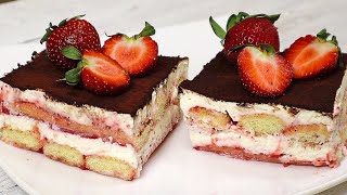 Tiramisu 🍓 Erdbeere Feines Dessert Kein Backen 5 Minuten kochen [upl. by Donela]