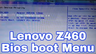 Lenovo Z460 Bios boot menu [upl. by Palma]