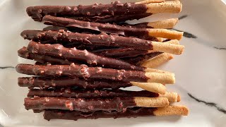 Homemade Mikado Pocky Sticks Recipe 🍫أصابع ميكادو [upl. by Clovis]