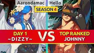 GGST ▰ Aarondamac Day 1 Dizzy vs Hello TOP Ranked Johnny Guilty Gear Strive Gameplay [upl. by Dusza]