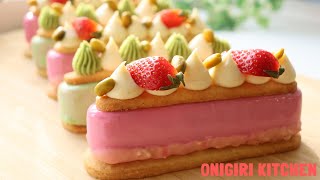 Strawberry Pistachio Finger Cake 【苺とピスタチオのフィンガーケーキ】 [upl. by Tranquada]