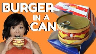 HAMBURGER in a CAN Taste Test  readytoeat cheeseburger amp steak house burger [upl. by Ettelrahc447]