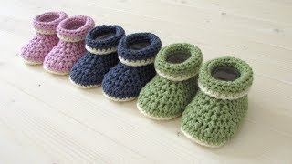 How to crochet cuffed baby booties for beginners  beginners baby shoes [upl. by Bohun]