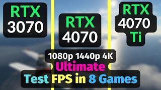 RTX 3070 vs RTX 4070 vs RTX 4070 Ti in 8 GAMES  1080p 1440p 4K [upl. by Legyn]