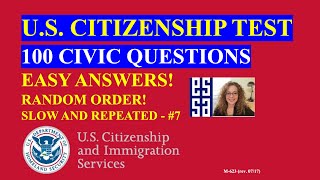 2023 EASY Answer SLOW USCIS Official 100 Civics Questions and Answers US Citizenship Interview 2023 [upl. by Sharman165]