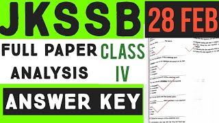 Jkssb class iv question paper 28 february 2021 Jkssb 4th class question paper 2021  Jkssb iv clas [upl. by Havener]