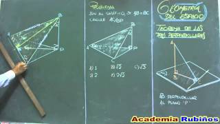 TEOREMA DE LAS TRES PERPENDICULARES EN GEOMETRIA DEL ESPACIO PROBLEMA RESUELTO [upl. by Messere317]