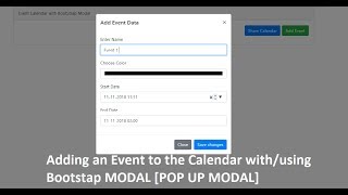 Event Calendar with Bootstrap Modal  Add event data full Calendar [upl. by Asilegna205]