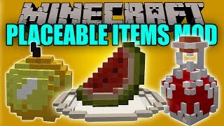 PLACEABLE ITEMS MOD  Objetos en 3D para Decorar  Minecraft mod 1102 y 1112 Review [upl. by Leseil]