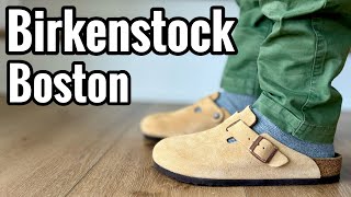 Birkenstock Boston “Latte Cream” Review amp On Feet [upl. by Jabez281]