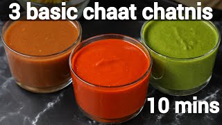 basic amp essential 3 chaat chutney recipes  red chutney green chutney amp dates imli chutney [upl. by Elagiba]