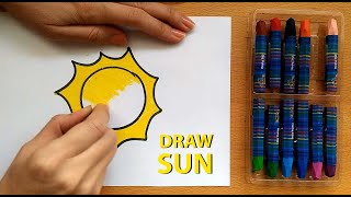 HOW TO DRAW A SIMPLE SUN  MARKER amp OIL PASTEL [upl. by Adnohs]