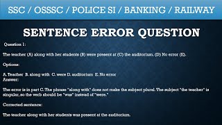 Alternative English  Sentence error question For competitive exam Part 1 SSCOSSCtrendinggrammar [upl. by Yrrol]