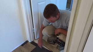 Easiest hack on how to install laminate underneath a door jam [upl. by Rehpinej691]