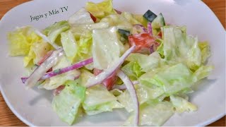 Ensalada Pepino tomate y lechuga con un aderezo riquisímo casero fácil de hacer [upl. by Chiquia]