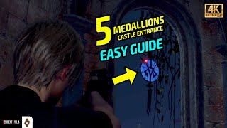 EASY GUIDE All Blue Medallion locations in the Castle  Resident Evil 4 Remake Walkthrough [upl. by Bab]