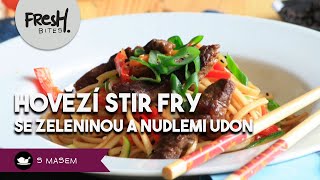 Hovězí stir fry se zeleninou a nudlemi udon  FreshBites  RECEPTY S MASEM [upl. by Alletnahs954]