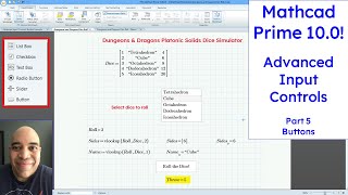 Mathcad Prime 10  Advanced Input Controls  Buttons [upl. by Ycul]