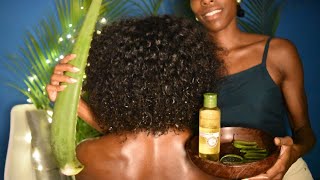 ASMR EXTREME RELAXATION Afro Hair Shampoo Aloe GEL Shoulders Massage Comb Brush Real person [upl. by Noruq324]