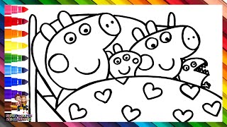 Zeichnen und Ausmalen von Peppa Pig und George Pig im Bett 🐷🐷🛏️💤💗🌈 Kinderzeichnungen [upl. by Underwood295]