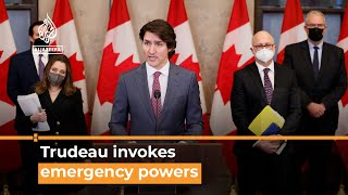 Canadas Trudeau invokes emergency powers in response to trucker protests  Al Jazeera Newsfeed [upl. by Enimsay]