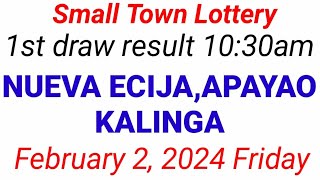 STL  NUEVA ECIJAAPAYAOKALINGA February 2 2024 1ST DRAW RESULT [upl. by Diandre]