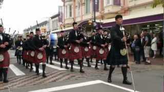 ILT City of Invercargill Highland Pipe Band  Winning and Innovative Street March  Timaru 2013 [upl. by Annaiviv]